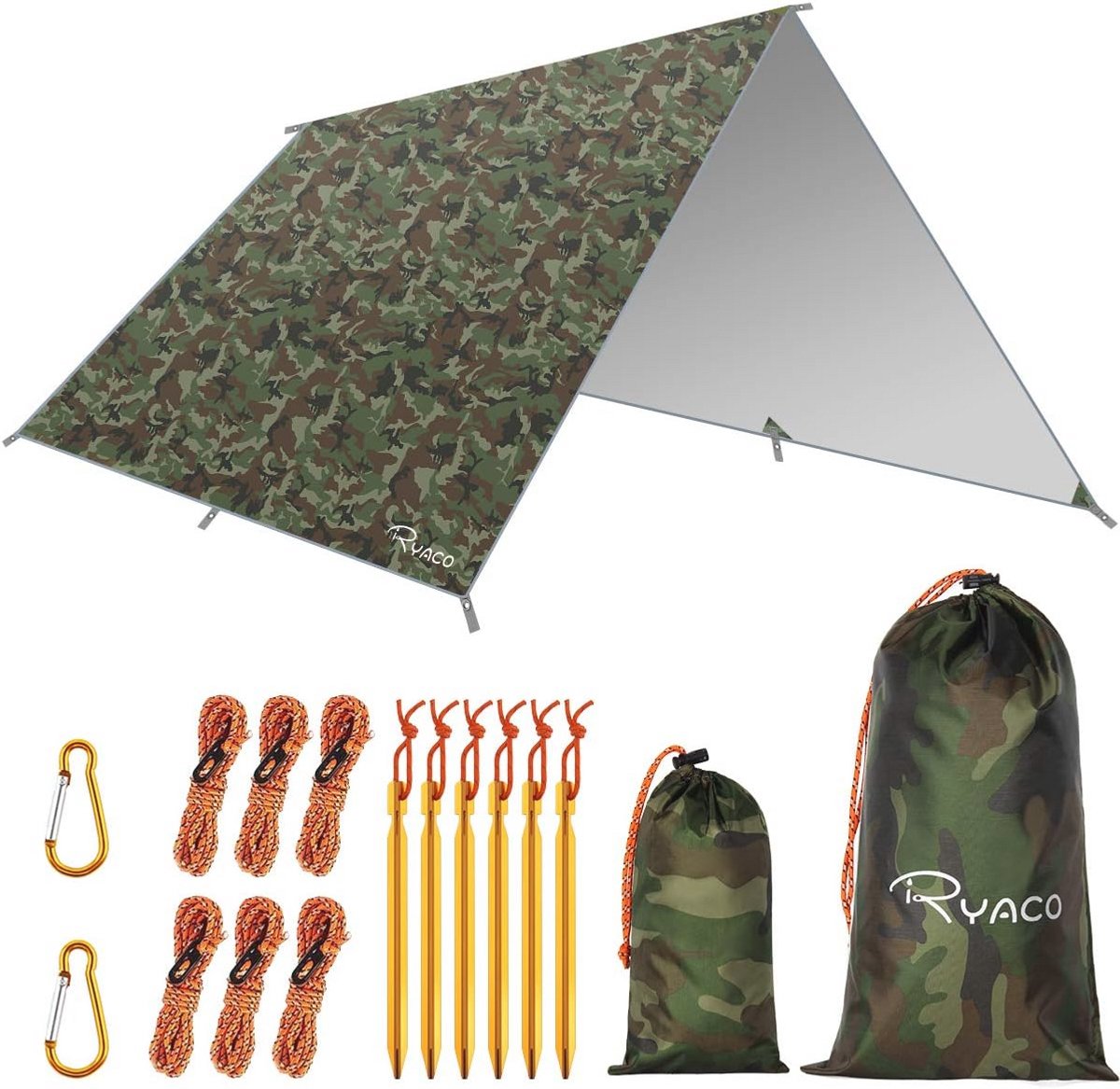 Waterdicht Tarp 3x3 m - Compacte Hangmat Tentzeil voor Outdoor Activiteiten
