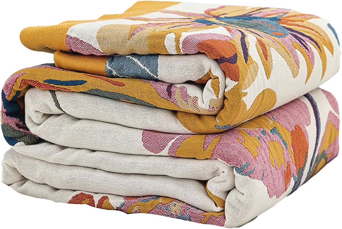 Grote Bohemian Plaid 228,6 x 248,9 cm - Zachte Katoenen Deken voor Bank en Stoel