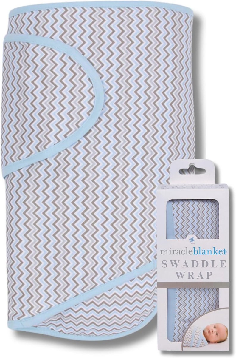 Slaap Draagbare Inbakeren Wrap voor Pasgeboren Baby 0-3 Maanden - Blauw & Grijs Chevron