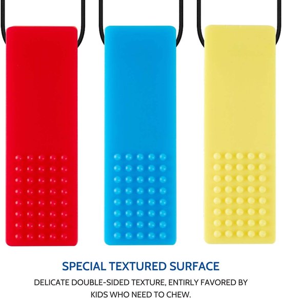 OUYLAF Bijtketting Set - bijtketting staaf - Kauwketting voor kind - Bijtketting Kauwketting - bijtketting meisjes - Kauwsieraad - bijtketting - 3PCS - Regenboog Bouwsteen Kauwketting Set van Merkloos — afbeelding 4