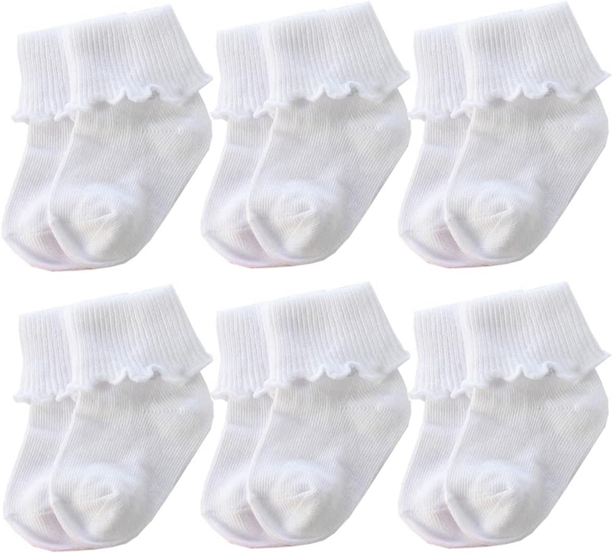 6 Pairs Antislip Katoen Ruche Laag Cut Enkelsokken voor Baby's