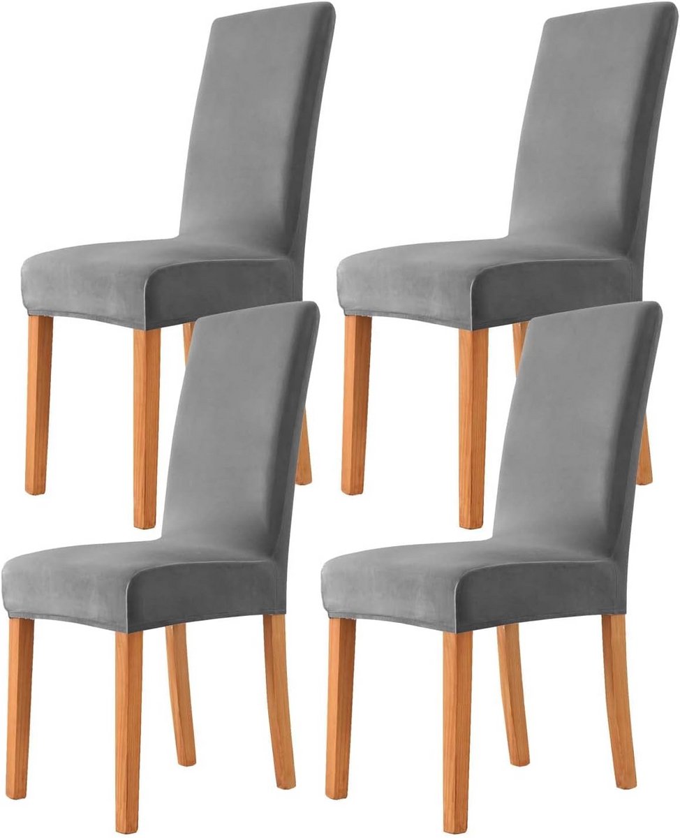 Set van 2, 4 of 6 Wasbare Fluwelen Stoelhoezen voor Eetkamer - Stretch Stoelovertrekken voor Feestdecoratie
