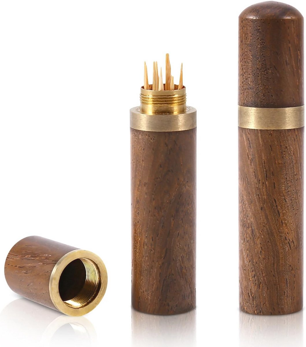 Houten tandenstokerhouder Mini - Praktische Pocket Tandenstokerhouder voor Thuis en Reis