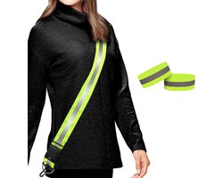 Reflecterende band met 2 reflecterende armbanden - Reflecterende band - Hardloopvest – Veiligheidsvest - - Verkeersveilig sporten - Hardloop reflectie bandje - Geel - LOUZIR