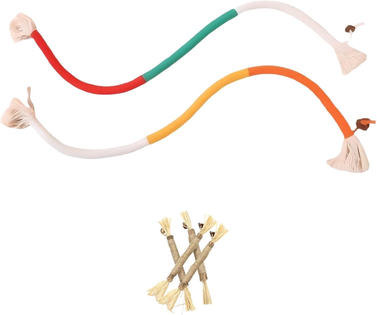 4 Cat Sticks - 2 Pieces Cat Tooth Rope - Cat Chew Rods - Cat Rope Toy voor het Schoonmaken van Tanden en Stressverlichting