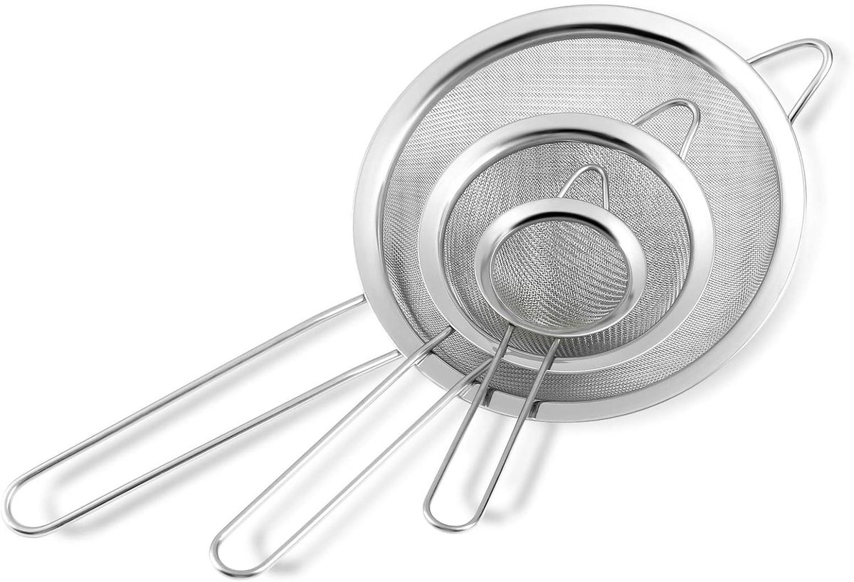 Fijnmazige keukensieve set - Rvs 7/12/18 cm