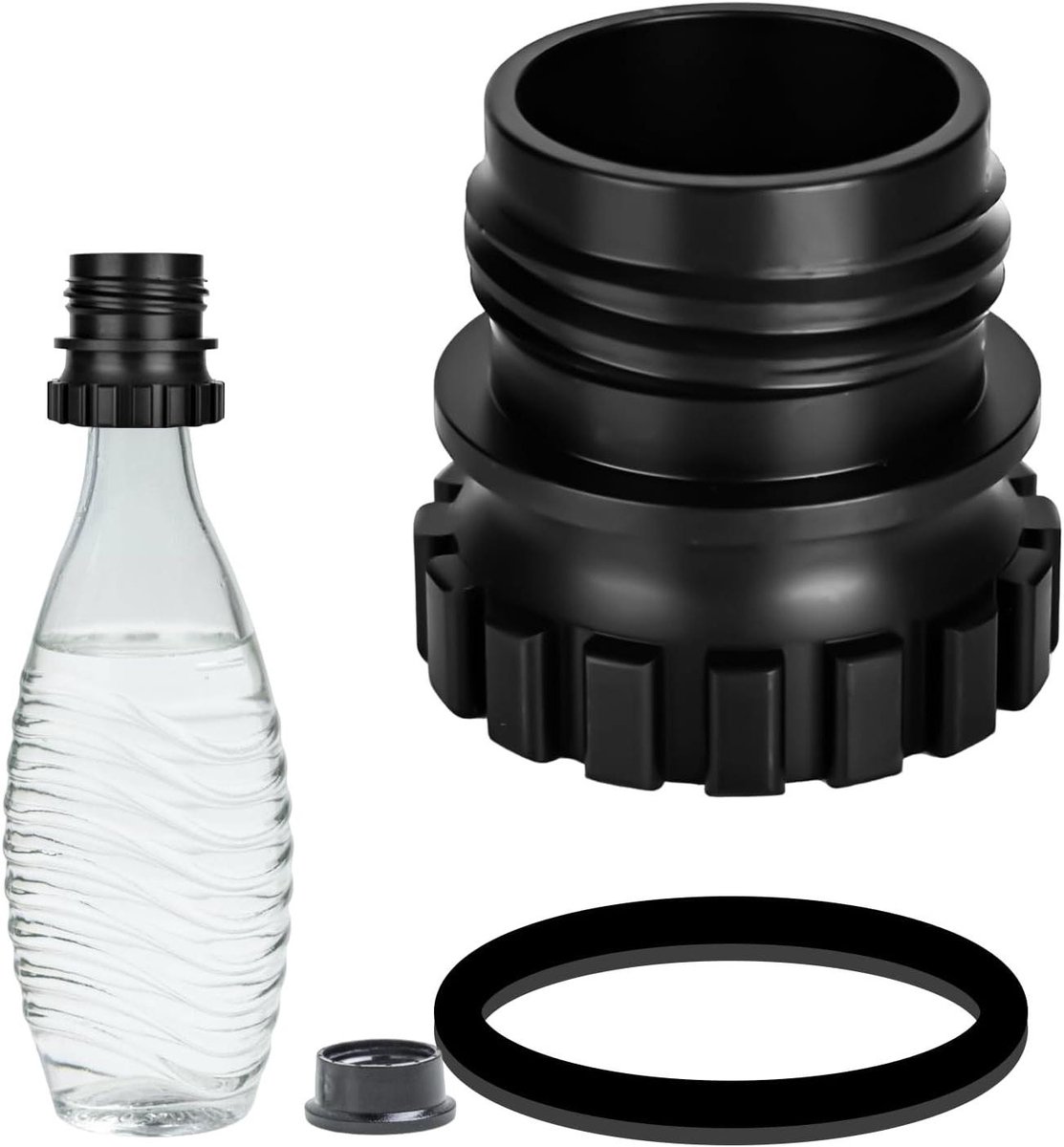 CSGoods - Glazen flesadapter voor Sodastream Crystal met Quick Connect - 0,7 liter fles - Soda flessenadapter - Sodastream Maker - glazen fles