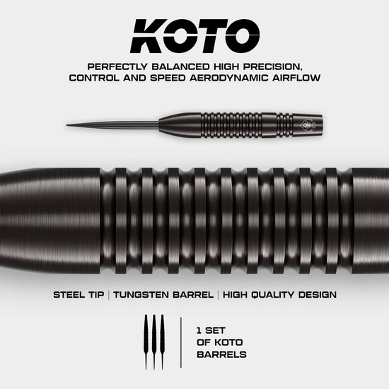 KOTO - Sting Black Bomb - 90% Tungsten - Dartpijlen - 28 Gram - Zwart - Steeldarts van Merkloos — afbeelding 2