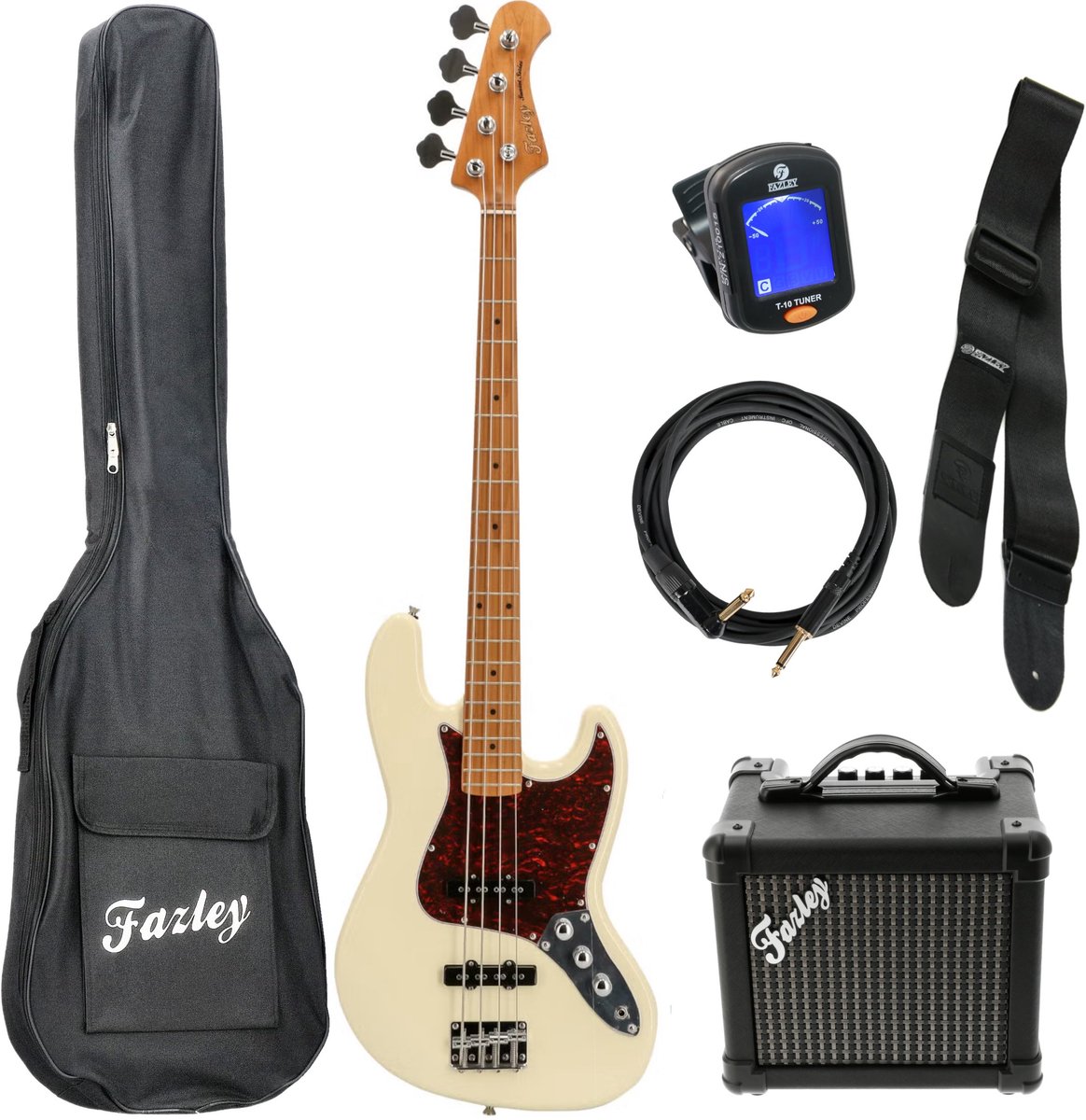 Basgitaar starterset Fazley Sunset Series Jellyfish 4 Olympic White