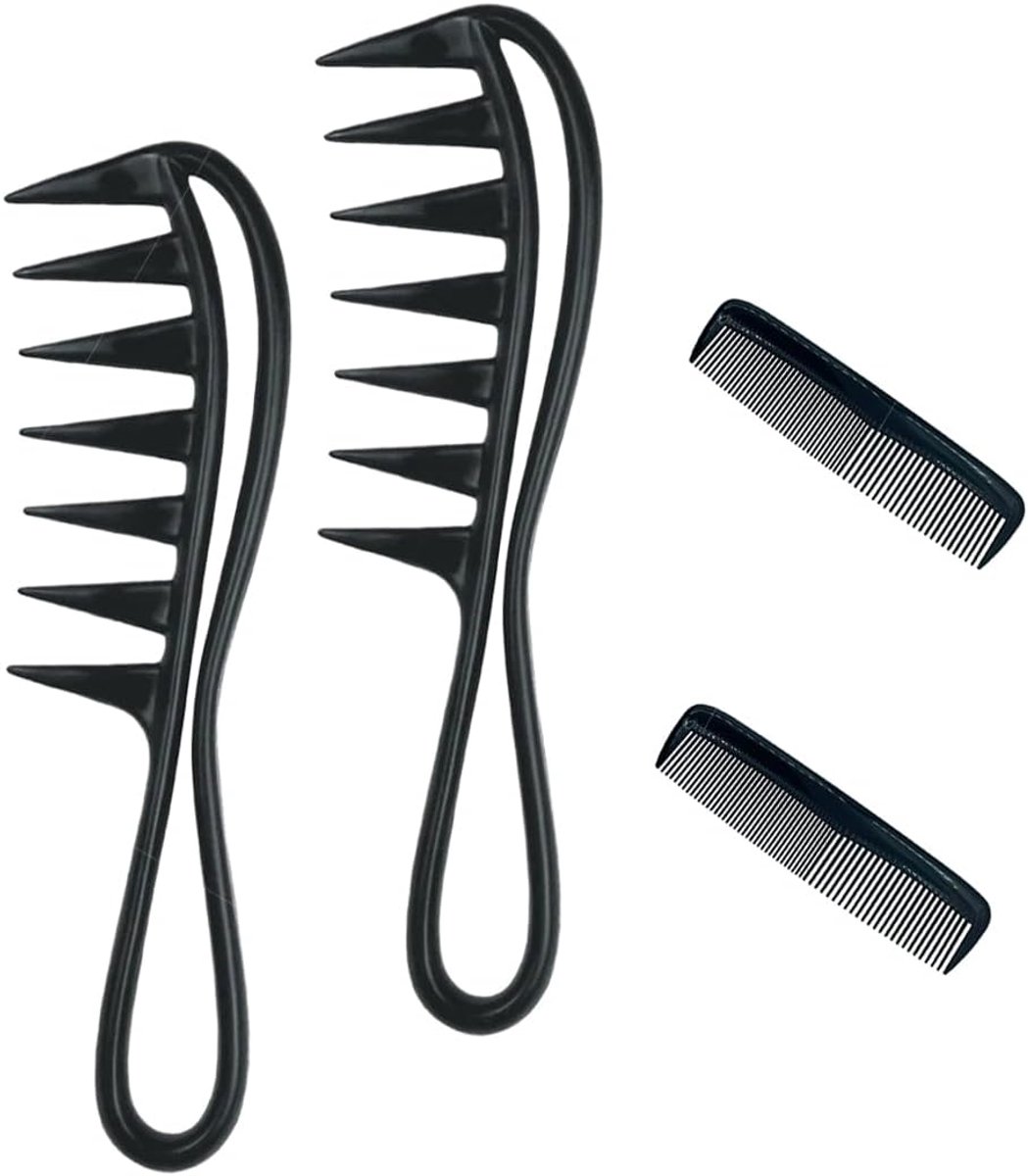4pcs Brede Tanden Kam - Kam met Handvat - Vintage Krullend Haar Kam