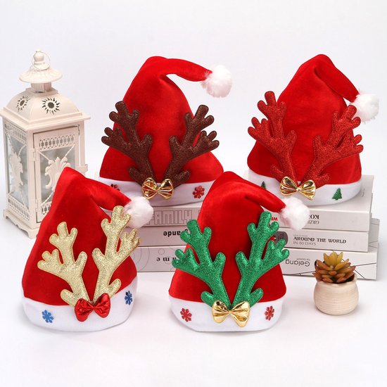 SKYDUE Kerstmuts, kerstmutsen voor volwassenen, zacht materiaal, comfort, perfect voor Kerstmis, kerstfeesten en kerstavond, kerstmuts voor feestelijke gelegenheden (gestreept rood