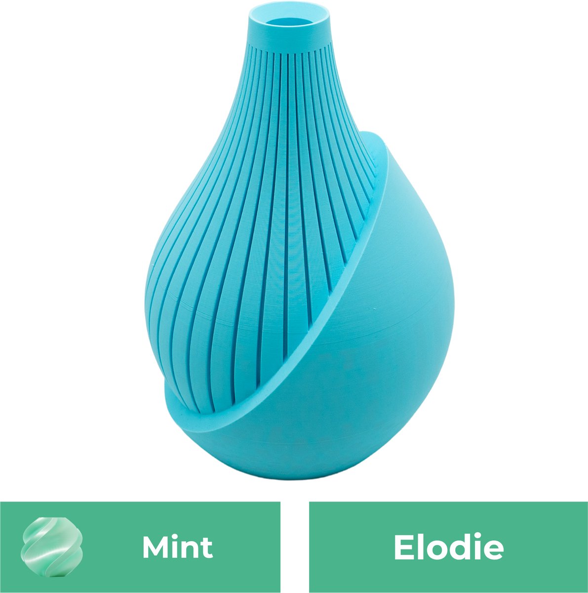Lovora Elodie moderne vaas – Decoratieve vaas - Mint - 3d geprinte vaas – geschikt voor droogbloemen - 34CM