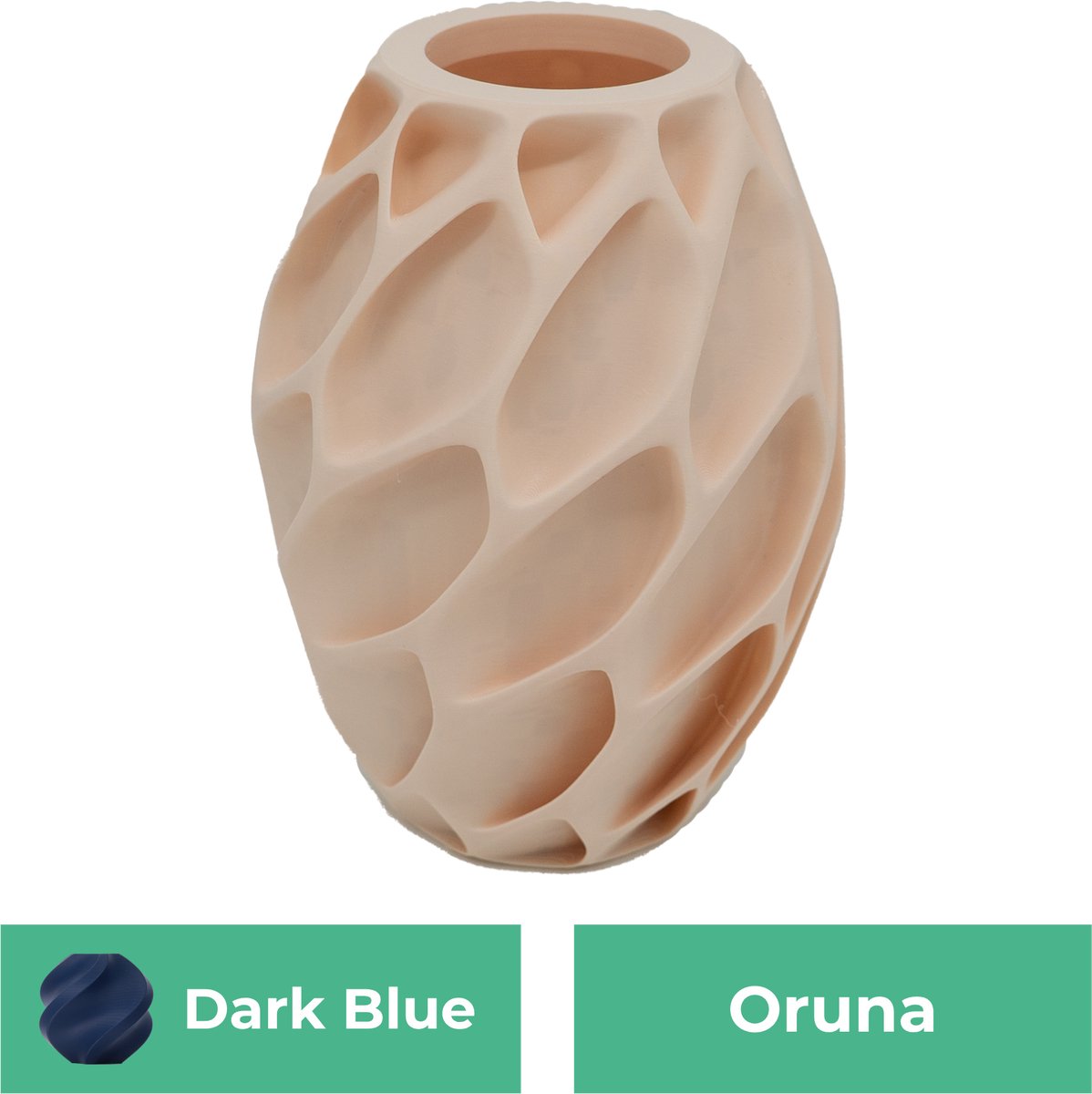 Lovora Oruna organische vaas – Decoratieve vaas - Donker blauw - 3d geprinte vaas – geschikt voor droogbloemen - 34CM
