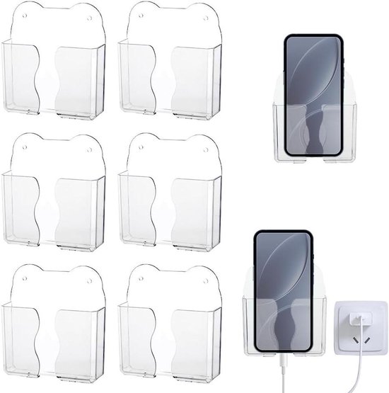 Houder Voor Telefoonoplader Wandmontage Afstandsbediening Opbergdoos Muur Mount Telefoonhouder Zelfklevende Mobiele Telefoon Opladenvoor Mobiele Telefoon Van Toepassing Op Woonkamer Slaapkamer Kantoor