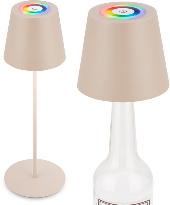BRILONER Calida - Oplaadbare Tafellamp - dimbaar - voor binnen en buiten - 3 in 1 - RGBW - IP44 - snoerloze - in hoogte verstelbaar - 36 x Ø 10,5 cm - beige