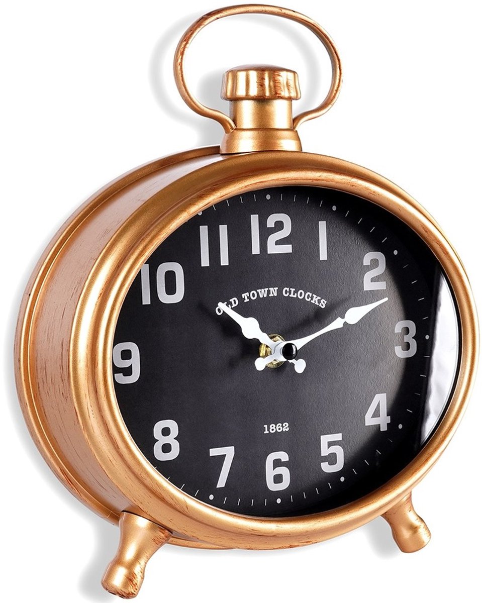Vilde - Wandklok - Retro - Zwart en Goud - 20,5 x 24 cm