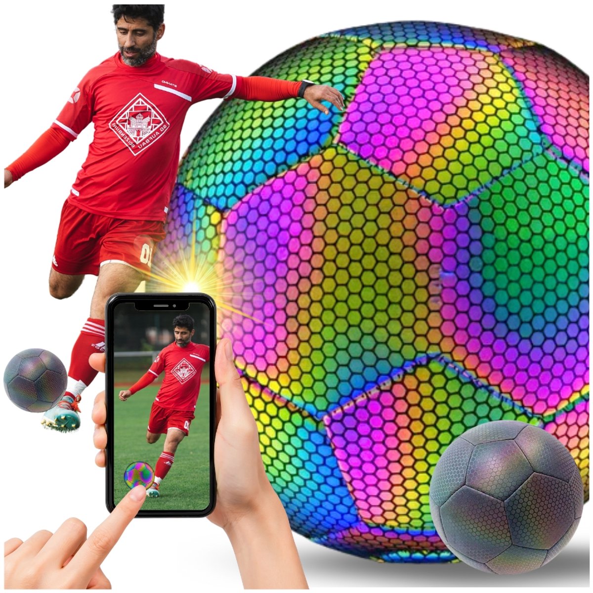 VIVE Fitness - Holografische Voetbal - Reflecterend en Glinsterend - Maat 5 - Polyurethaan en TPU