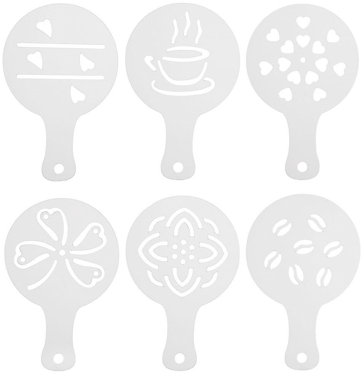 Orion - Koffiesjablonen - 6 Stuks - Verschillende Patronen - 8,5 cm