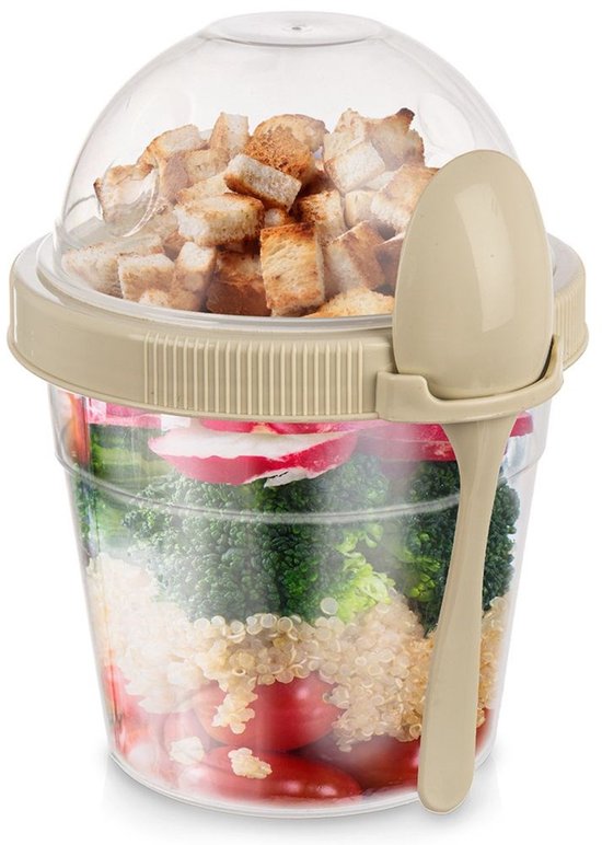 Titiz take & go pot à yaourt avec cuillère 500 ml - pot à lunch muesli cup - jaune
