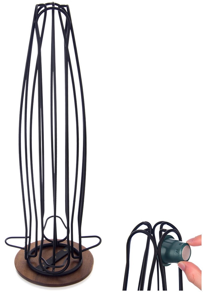 Orion Radka Serie - Metalen Roterende Capsulehouder - Zwart - 40 cm - Hout Basis