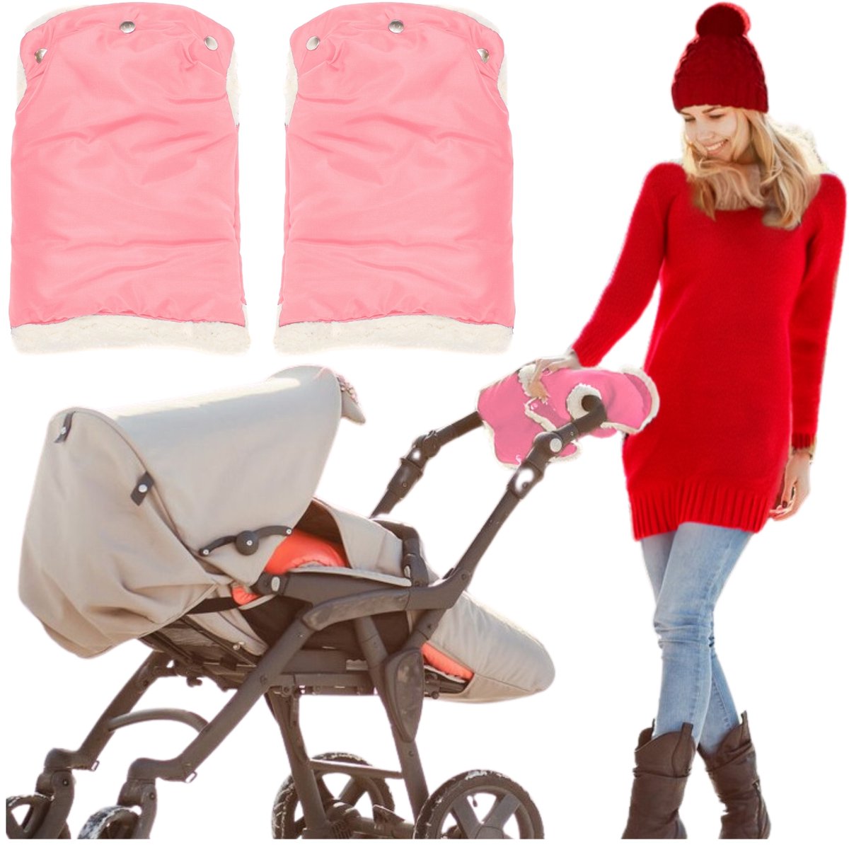 Starky - Kinderwagenaccessoire - Roze - Warme Muf - Waterdicht & Winddicht