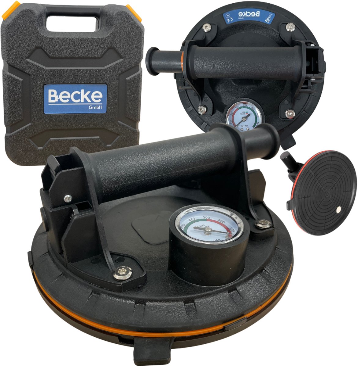 Becke - Vacuüm Zuignap Met Handpomp - Manometer - Voor Glas & Tegels