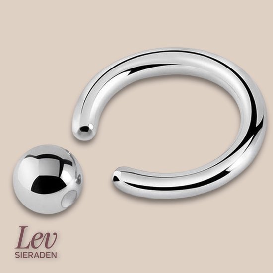 Anneau de piercing à Ball - 2,4 x 16 mm - Ring chirurgical - Couleur Argent - Lev Bijoux