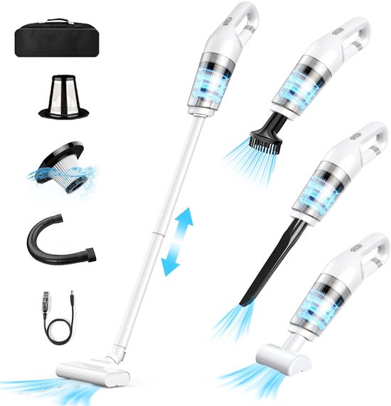 STILVORA Steelstofzuiger Steelstofzuiger - 4-in-1 Oplaadbare Stofzuiger Met 10000Pa Zuigkracht En Extra Groot 350 ml Reservoir - Multifunctioneel Voor Meerdere Scènes - ABS - Zwart