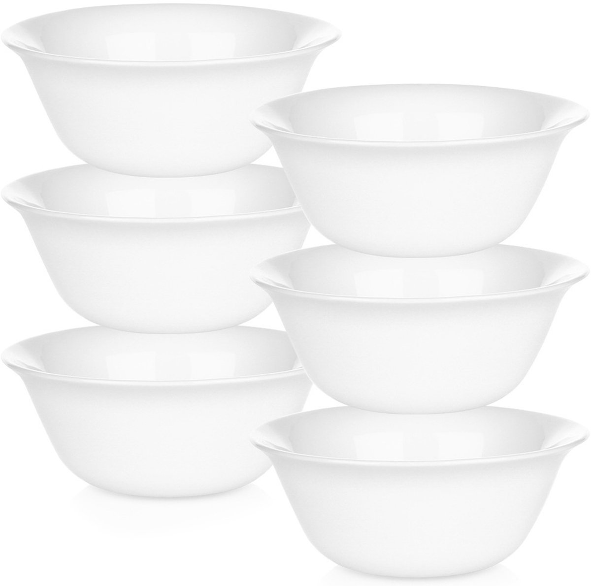 Vilde - Witte Glazen Kommen - 300 ml - Set van 6 - Opal Glas