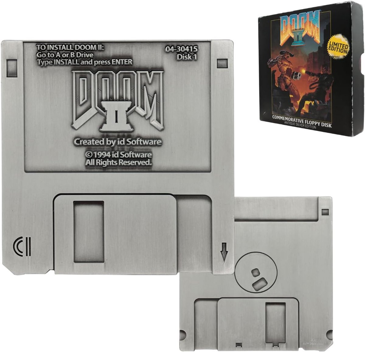 Decoratieve Replica Floppy Disk voor Klassieke Computerspel - Antiek Zilver
