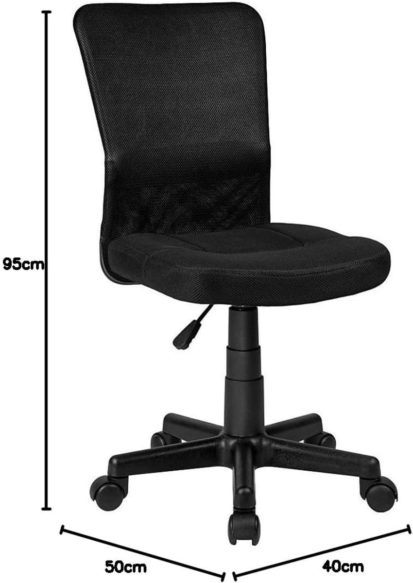Ergonomische Bureaustoel Zwart - Draaibaar, In Hoogte Verstelbaar met Wielen thumbnail 4
