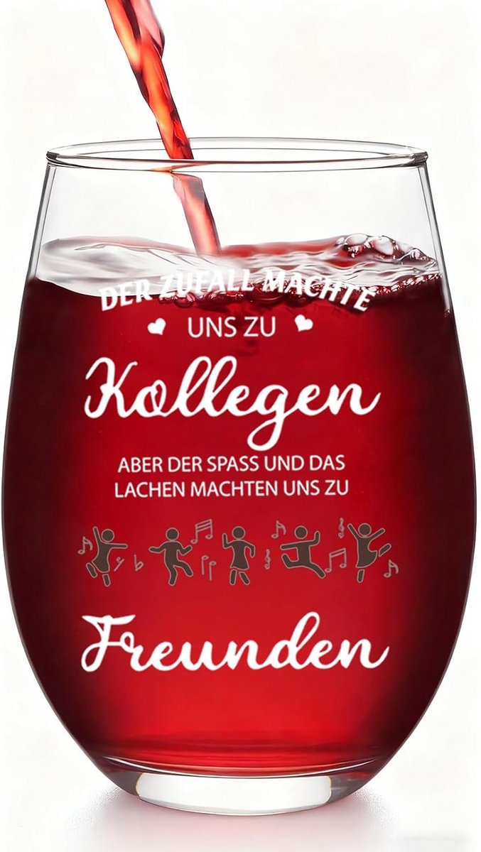 Grappige Wijnglazen Cadeau voor Collega met Tekst - Steelloos Glas 520 ml