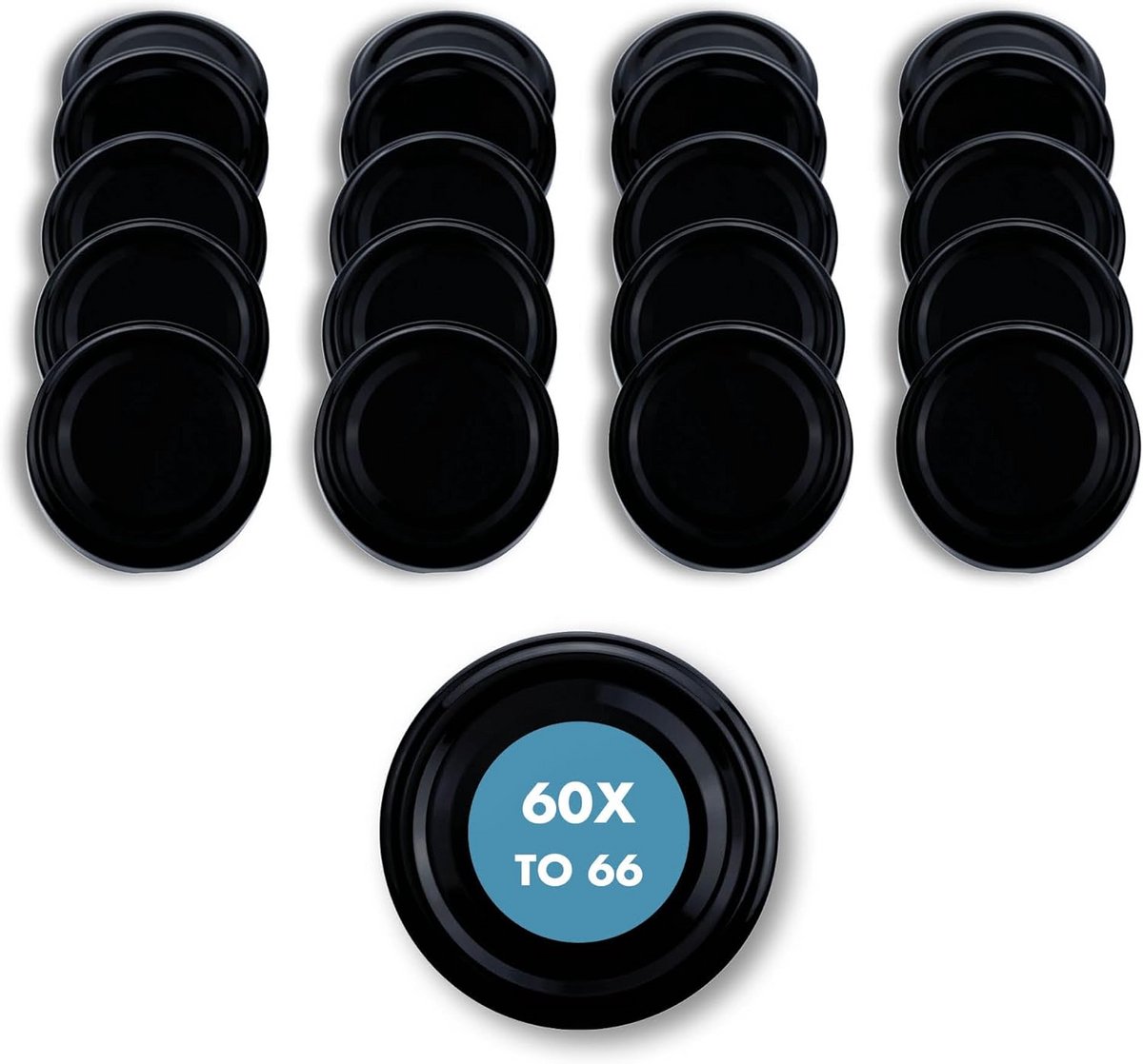 60 stuks Reservedeksels TO 66 voor Potten 66 mm - Multikleurige Twist-Off Deksel