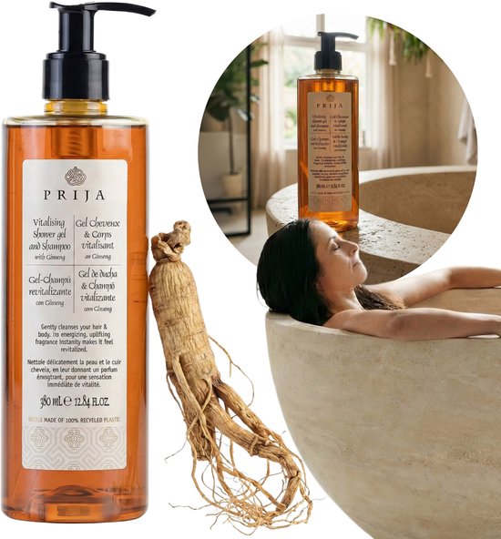 PRIJA Douchegel & Shampoo - Ginseng - Veganistisch - 6x 380 ml | bol