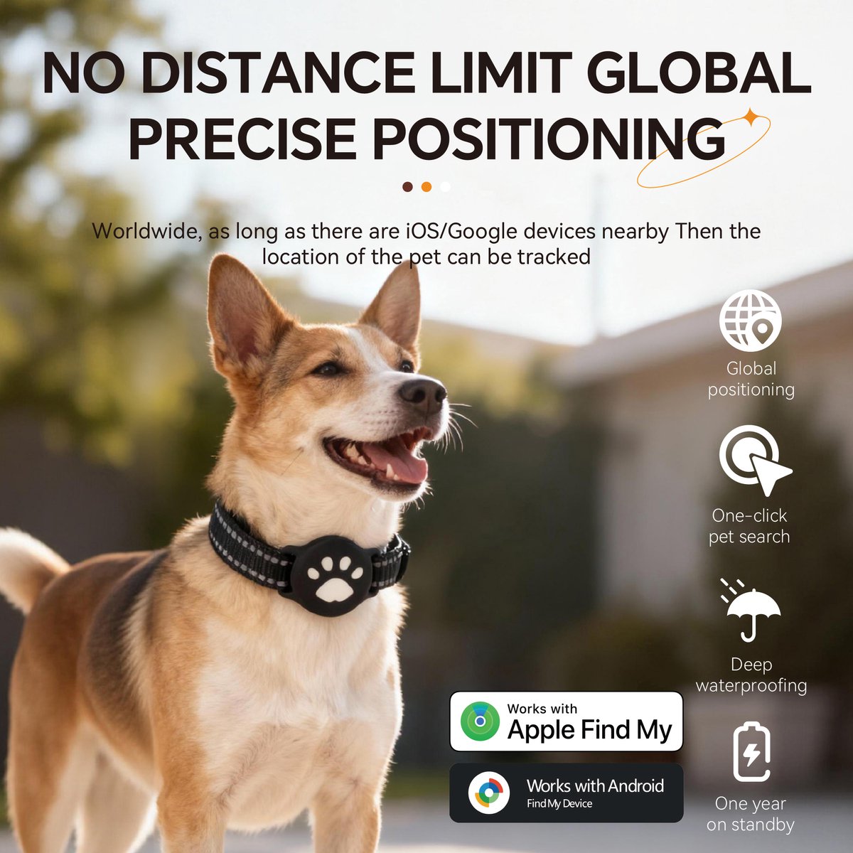 GPS KattenTracker - Zonder Maandelijkse Kosten - Werkt Met iOS - IP68 Waterdicht - CR2032 Batterij (1+ Jaar) - Verstelbare Nylon Halsband - Halsomtrek 28-39 cm - Zwart thumbnail 4