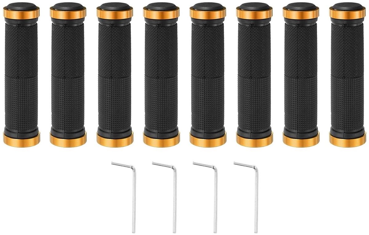 Stuurgrepen voor fiets - Fietsaccessoires - Dubbele vergrendeling - Geel - Antislip - Voor bergwegen, mountainbike, BMX, opvouwbaar, scooter, cruiser, driewieler - 7/8 inch stuur