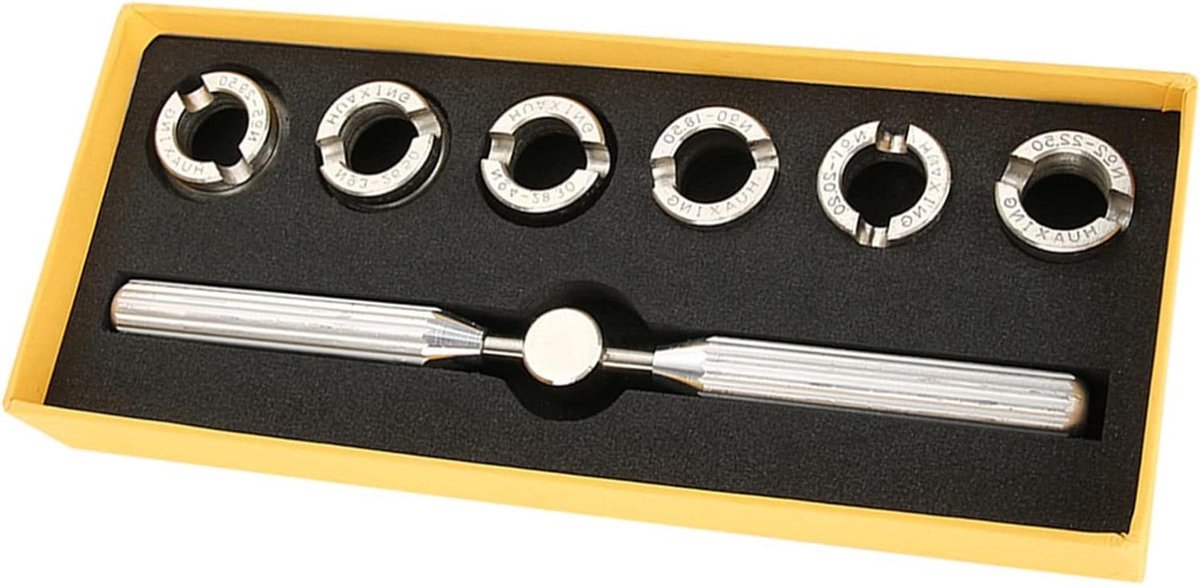 Horloge Case Opener - Horloge Achterkant Cover Opener - Remover Wrench Dies - Reparateur Tool Set - Oyster - Horlogemaker - Reparatie - Geschikt voor Horloge Oyster Model - Zilver - Handmatig - Precisie Metingen