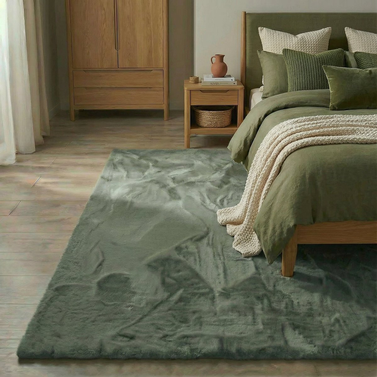 Hoogpolig vloerkleed Extra Zacht Fluffy - Groen 200x290cm Mrcarpet