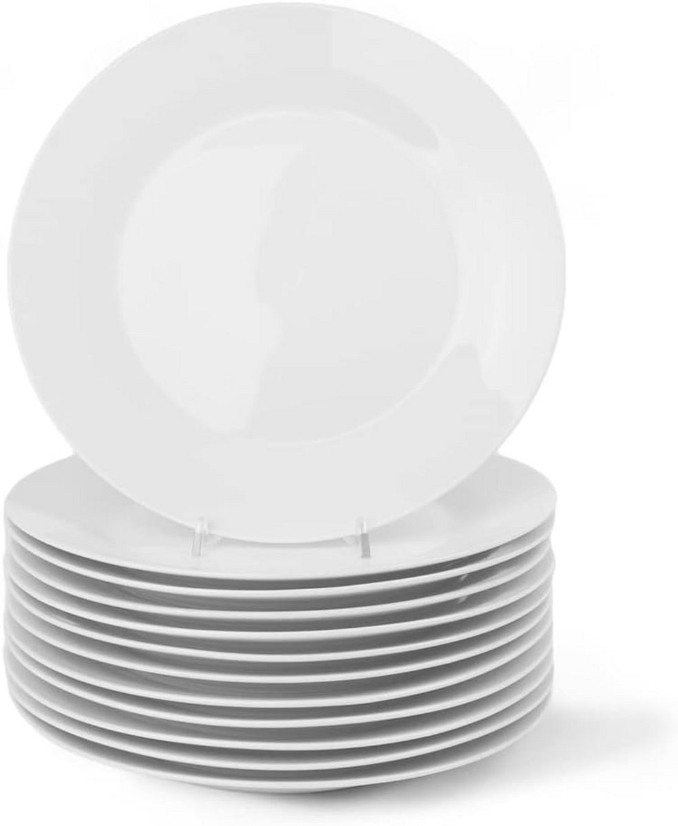 Set van 12 Witte Platte Borden van Sterk Porselein - 30,5 cm