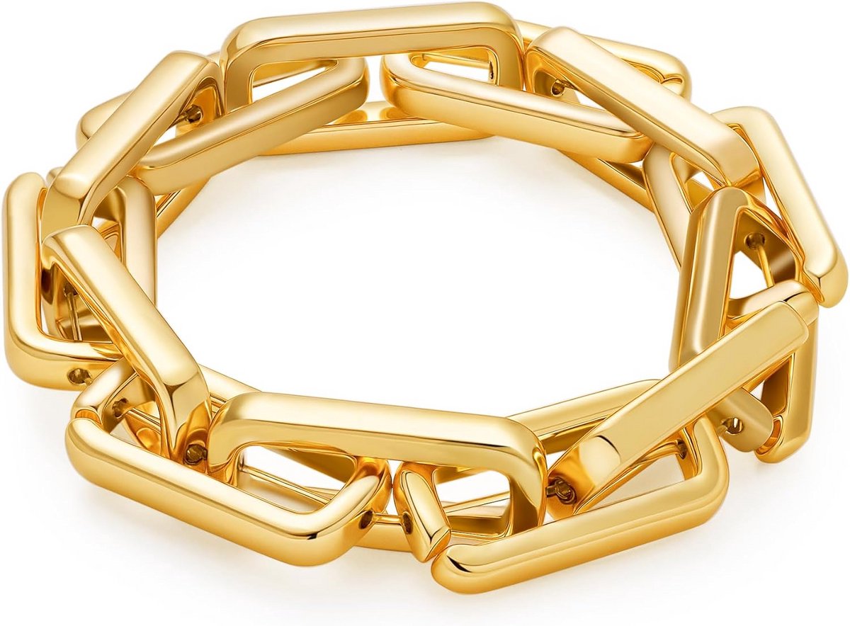 Dames Armband Dikke Schakelketting Verstelbare Stretch Goud Zilver