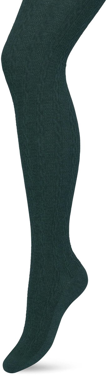 Bonnie Doon Bio Kabel Maillot Dames Donker Groen maat L/XL - Ingebreid Kabel patroon - Biologisch Katoen - Uitstekend draagcomfort - Classic Cable Tights - OEKO-TEX - Gladde Naden - Klassiek - Donkergroen - Trekking Green - BP211903.380