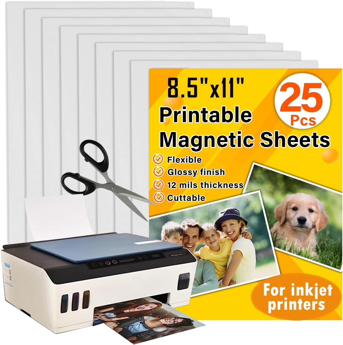 Printbare Magneetvellen voor Inkjet - 25 Vel Glanzend Fotopapier 20x25cm