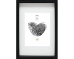 Fotolijst met Diepte en Passe-partout voor Wandmontage of Staan, Zwart Hout, 20x30 cm