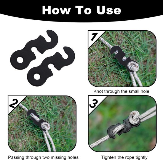 20 stuks aluminium legering - touwspanners voor campingtent - ultra lichte tent touwspanners - campinguitrusting voor buitenactiviteiten zoals wandelen en backpacken van Merkloos — afbeelding 5