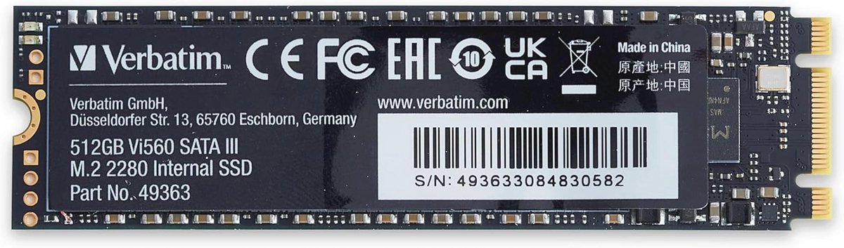 M.2 512GB SSD met 560 MB/s Leessnelheid