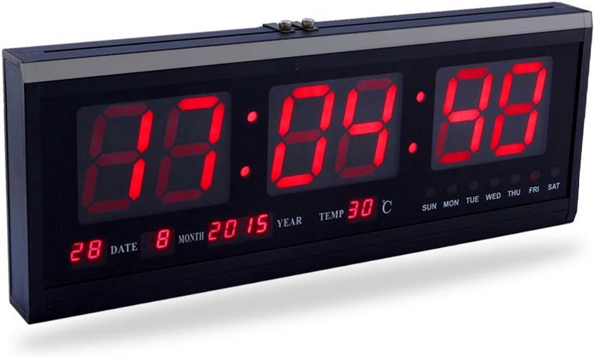 Grote Digitale LED Klok met Tijd, Datum en Temperatuur - Wand- of Tafelmodel