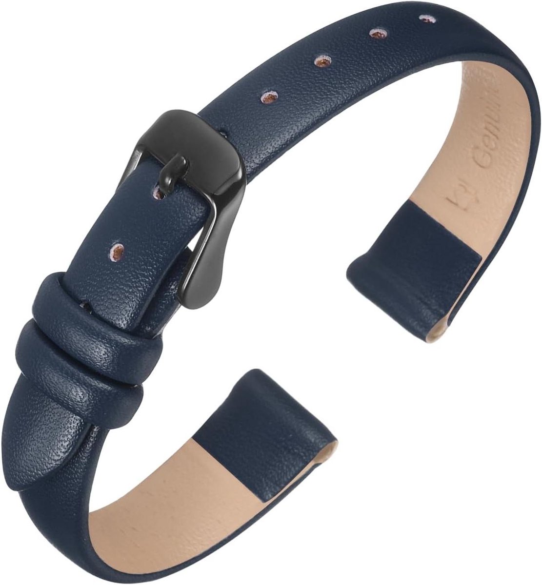 Leren armband - Stijlvol - Unisex - Donkerblauw - Echt leer - Brede band - Zwarte gesp - Geschikt voor mannen en vrouwen