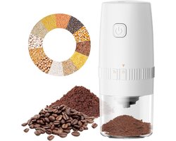 Elektrische Koffiemolen Met Keramische Maalkern USB Oplaadbare Mini Koffiebonenmaler Verstelbare Maalgraad Draagbare Koffiemolen Met Meerdere Instellingen Wit