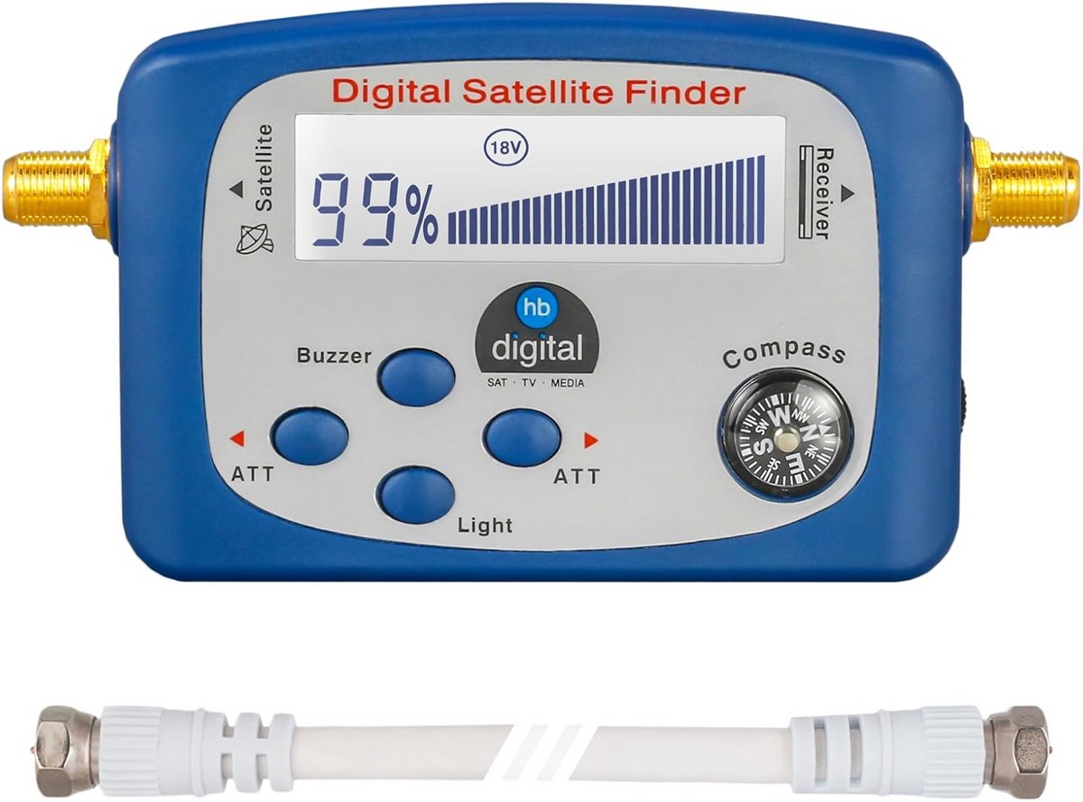Digitale Satellietzoeker met LCD Display, Kompas en Geluidsindicator voor Perfecte Schoteluitlijning