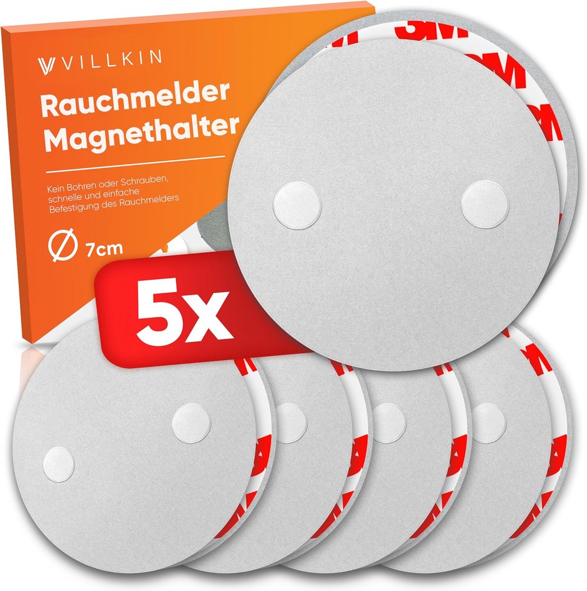 Magneethouder voor rookmelders - 5 stuks, diameter 5 cm - Eenvoudige montage zonder boren